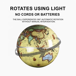 Globo Terráqueo Giratorio Automático de 15 cm con Energía Solar, Estilo Antiguo, Base de Cristal, Rotación Silenciosa de 360°, Decoración de Escritorio, Geografía - Product Image 6