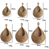 Corde de lin faite à la main tissé nid d'oiseau tenture murale filet de rangement sac cuisine salon panier de fruits goutte d'eau conception