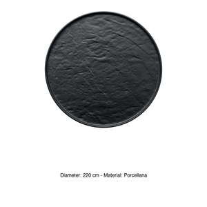 Plateau de service rond noir effet pierre Ø 22 cm avec bord en porcelaine M1934 - Product Image 3