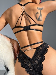 See-through Fashion 2-piece <b>Set</b> Lace <b>Sexy</b> Uniform Temptation Three-point Garter <b>Sexy</b> Lingerie for Women Nightclub Shaping Suit% - Product Image 3