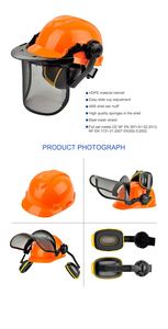 Casque de sécurité forestier à visière rabattable CITICITY type Y à 6 points de suspension, modèle M-5009, kit combiné en maille d'acier intégrale - Product Image 5