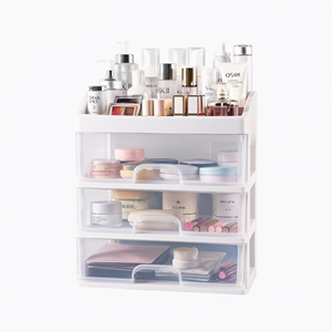 Desktop Cosmetic Organizer Drawer Type Makeup Storage Box Rack Transparent Dustproof Vanity <b>Table</b> Use - Product Image 1