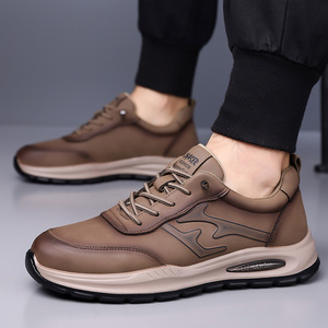 Men's Lightweight PU Lace-Up Walking Shoes Autumn/Winter 2026 New Arrival Breathable Cushioned Soft Flat Sole Sporty <b>Sneakers</b> - Product Image 4
