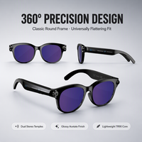 Lunettes Intelligentes IA avec Caméra 1080P, Stabilisation d'Image, Traduction en Temps Réel, Assistant Vocal, Musique, Appels, IP67, Monture Ronde