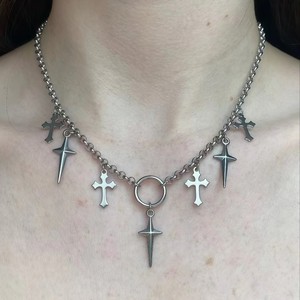 สร้อยคอเหล็กกล้าไร้สนิม Shang Niu Star Cross สำหรับทุกเพศ สไตล์ฮิปฮอป แฟชั่นทันสมัย - Product Image 1