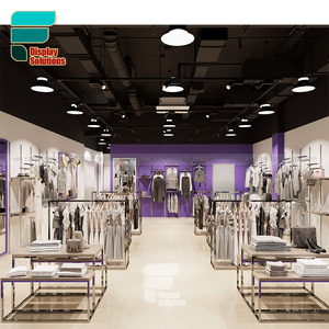 Tienda de lujo de gama alta, tienda de ropa de diseño, exhibición de ropa dorada, estante de exhibición de madera para tienda de ropa - Product Image 1