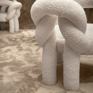 Sillón de Diseño Contemporáneo con Estructura de Hierro y Tapicería de Tela Teddy con Nudos, para Hogar, Oficina y Apartamento - Product Image 5