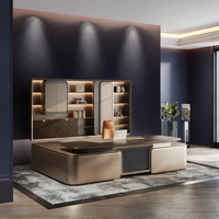 Bureau de direction moderne de luxe en forme de L, utilisation commerciale, matériau en panneaux de bois, design modulaire