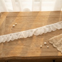 Dentelle plissée 3D en mousseline de soie personnalisée, garniture de col en forme de bouton, accessoires pour vêtements, chaussettes, rideaux