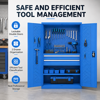 Armoire à outils industrielle verrouillable à plusieurs niveaux avec cadre robuste pour l'atelier et le rangement des outils