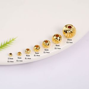 HP0311 Cuentas de latón laminado en oro de 14K y 18K, 3mm 4mm, espaciadores en espiral con corte de sandía/calabaza, cuentas a granel para fabricación de joyas DIY - Product Image 3