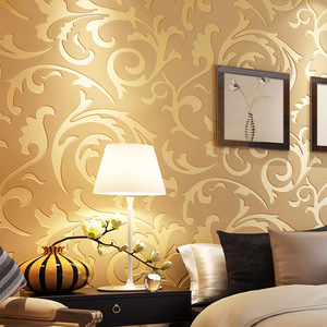 Flocking Waterproof PVC Wallpaper Floral Pattern Living Room Study TV <strong>Background</strong> Wall Self Adhesive Rolls Wallpaper Rolls - Product Image 3