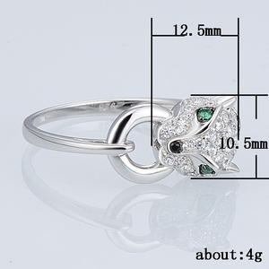 Anillo de Cóctel F140 con Cabeza de Pantera, Plata 925, Cristales Pavé, Joyería Fina para Mujer, Uso Diario - Product Image 5