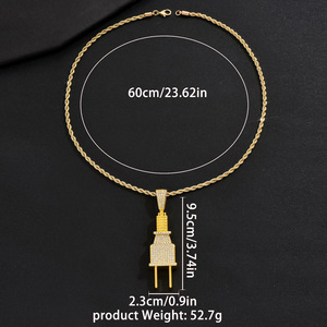 European American Fashion Men's Hip-Hop Trendy Necklace Unique Power <strong>Plug</strong> Pendant Butterfly Shape New Exaggerated Cuban <strong>Chain</strong> - Product Image 4