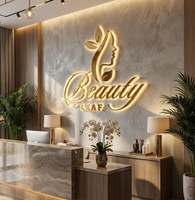 Enseigne LED personnalisée, lettres en métal rétroéclairées, lettres découpées au laser, logo personnalisé, enseigne de réception de bureau, enseigne murale personnalisée pour salon de beauté
