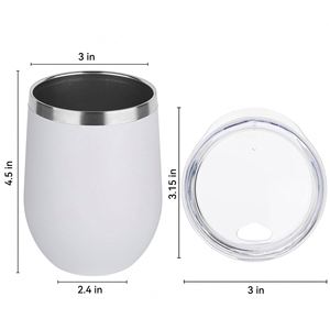 Gobelet isotherme sous vide à double paroi en acier inoxydable de 12 oz avec couvercles et pailles, verre à vin sans pied pour café, thé et boissons chaudes, sûr - Product Image 1