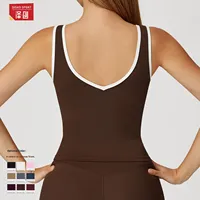 Rompi Olahraga Wanita Bahan Spandex/Nylon Penyerap Keringat, Pakaian Luar Yoga Fitness Tanpa Punggung Wanita