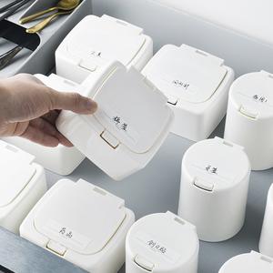 Boîte de rangement de bureau personnalisée avec couvercle à bouton-poussoir, pour cotons-tiges et tampons, en plastique, anti-poussière, empilable, compartiments, 1L - Product Image 4