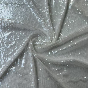 Tissu à paillettes nude en gros, tissu à paillettes transparent, tissu en dentelle à sequins de luxe pour robe de soirée femme - Product Image 6