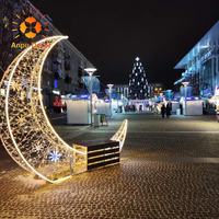 Lampu Dekorasi LED Setengah Bulan ANPU untuk Luar Ruangan, Lampu Motif Setengah Bulan Besar untuk Dekorasi Natal dan Ramadhan