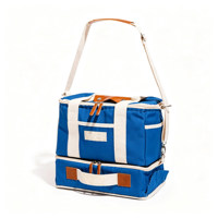 Panier de pique-nique en toile avec ensemble de vaisselle complet et bandoulière réglable pour le camping et la randonnée