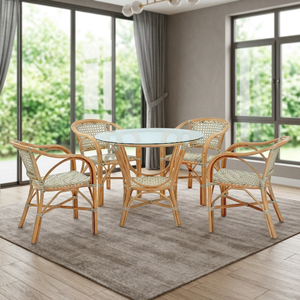 Juego de Comedor Bonica Bistro de Ratán para Hotel y Villa, Mesa y Sillas Modernas para 4 Personas - Product Image 3