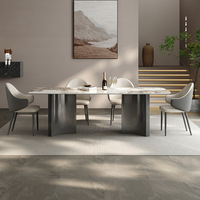Table à manger carrée multifonctionnelle minimaliste moderne avec plateau en pierre, idéale pour les petits appartements – Fabricant d'origine