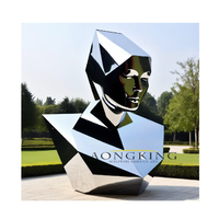 2024 moderne décoration extérieure en acier inoxydable femme visage en forme de Sculpture métal buste Statues pour Offre Spéciale