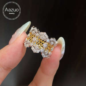 Aazuo – bague en dentelle de luxe en or jaune massif 18 carats avec diamants cultivés en laboratoire de 0,79 ct, style Vingae, pour femmes, pour banquets et soirées haut de gamme - Product Image 1