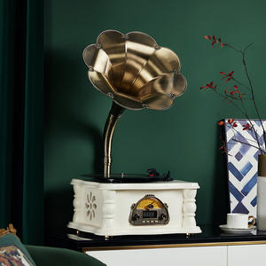 Tocadiscos retro con altavoces y altavoces inalámbricos clásicos portátiles Bluetooth para tocadiscos de vinilo con salida Bluetooth - Product Image 5