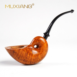 Muxiang Briar Wood Tobacco Pipe Bent Shape 3mm Filter Mouthpiece Handmade Smoking Pipe - Product Image 1