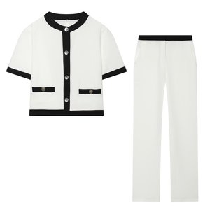 PB&ZA Großhandel Farbblockierter Rundhals-Kurzarm-<span class=keywords><strong>Blazer</strong></span> 8317696; Hochgeschnittene Farbblockierte Gerade Hose 8316696 - Product Image 2