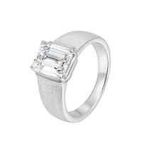 Bague en argent sterling S925 avec moissanite taille coussin, style européen et américain, finition brossée, tendance et minimaliste pour homme
