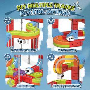 Set de Tren Eléctrico Modular STEM de 88 Piezas, Vías de Tren y Coches Eléctricos, Pistas de Carreras Flexibles 3D Antigravedad para Niños - Product Image 4