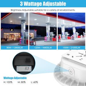 Lampes LED rondes pour auvent 100W/80W/60W CCT TUNABLE 100-277VAC IP65 ETL Éclairage commercial extérieur pour parking, garage, entrepôt - Product Image 3