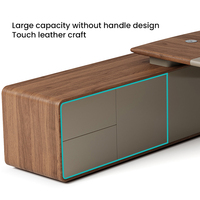 Bureau exécutif moderne en forme de L en bois 100% MDF extensible anti-rayures marque MIGE garantie de 3 ans taille personnalisable