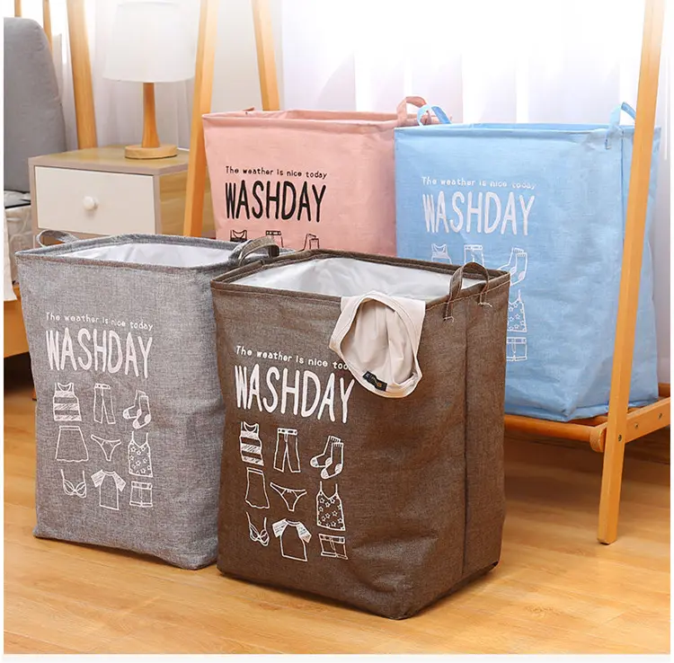Fabric household quilt storage basket beam mouth clothes finishing square foldable storage basket