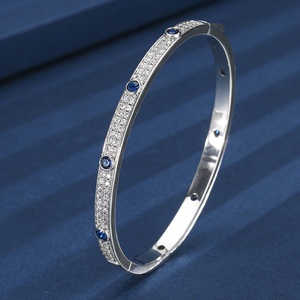 Fashionable Eco-friendly <b>Copper</b> Micro Pave Multicolor Corundum Zircon <b>Bangles</b> for Women Elegant Daily Wear - Product Image 5