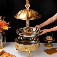 BOSAI Luxuriöser 8L Gold Edelstahl Brennstoffkocher Buffet-Server für Restaurants, Hotels, Grenzüberschreitende Flammen-Essenswärmer