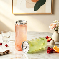 Boîtes en plastique PET transparentes de qualité alimentaire pour jus, avec couvercles en aluminium faciles à ouvrir, personnalisables, jetables, 210 ml, 250 ml, 330 ml, avec logo.