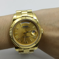 Montre décontractée pour homme Miyota 8285 avec bracelet en acier inoxydable, fonction lumineuse, étanche, calendrier et chiffres romains