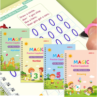 Carnet de calligraphie à encre magique auto-effaçable, reliure spirale, pour l'apprentissage préscolaire, pages imprimées, cahier d'exercices réutilisable, cadeau pour enfant