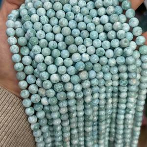Suministro de Fábrica: Cuentas Redondas Sueltas de Larimar Natural de 6/8/10mm, Cuentas de Piedras Preciosas Azules Pulidas para la Fabricación de Joyas. Color: # 32 - Product Image 1