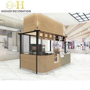 קיוסק קפה קפה משקה מודרני מקורה תצוגה של דלפק ראווה ריהוט עץ מזון נייד עץ לקניון הקניות - Product Image 5