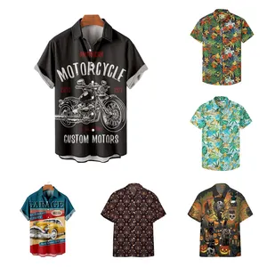 Chinese Factory Custom Print Hawaii Shirt Aloha Shirts Cotton Elastic Rayon Xs-5Xl Polyester Hawaiian Shirts