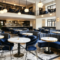 Ensemble de canapés en velours bleu, durables et élégants, et mobilier de restaurant pour bars commerciaux