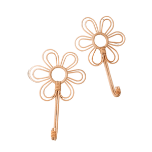 Crochet de fleur en rotin, en osier, joli crochet pour chambre d'enfants, crochet naturel fait à la main pour suspendre les vêtements et décor de chambre d'enfants - Product Image 2