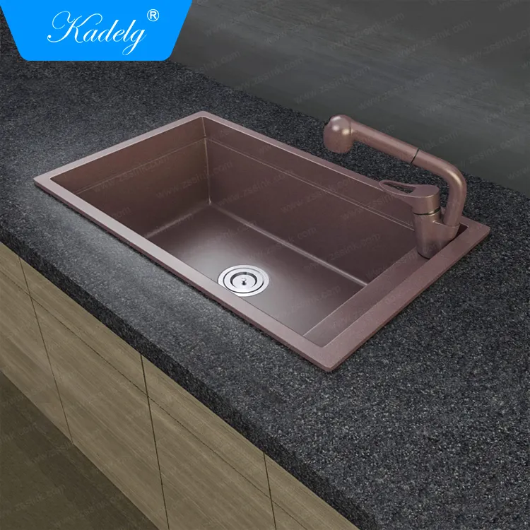 CE Approved Red Color Undermount Granite Sink Quartz Kitchen Sink
