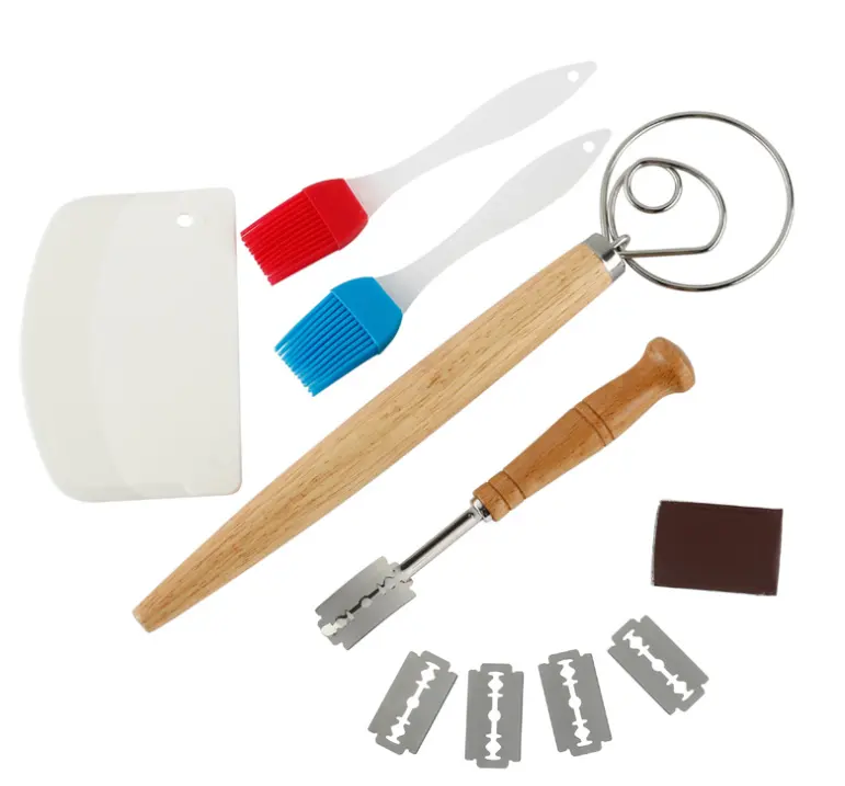 11 Pcs Stainless Steel Danish Bread Batter Whisk Dough Blender With Wooden Handle Kitchen Baking Tool Set