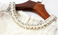 Robe mi-longue élégante pour femme, style féminin, à manches courtes, été, avec bordure en dentelle à paillettes, FMY71194